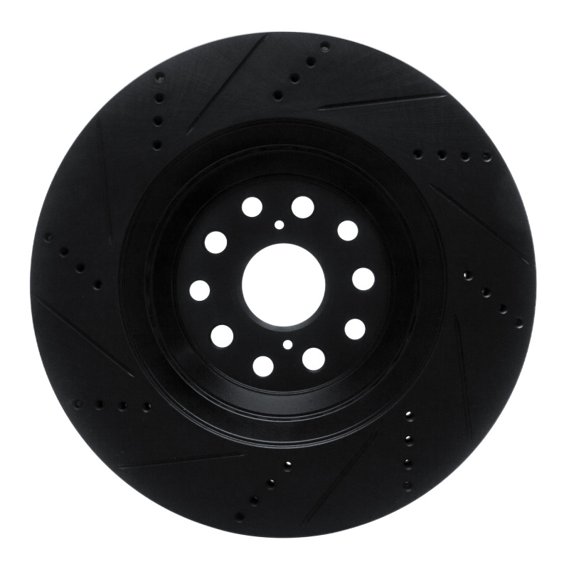 Lexus LS500 Brake Rotor (1) - Front Right - R1 Concepts - Drilled & Slotted - Black - `07-`23